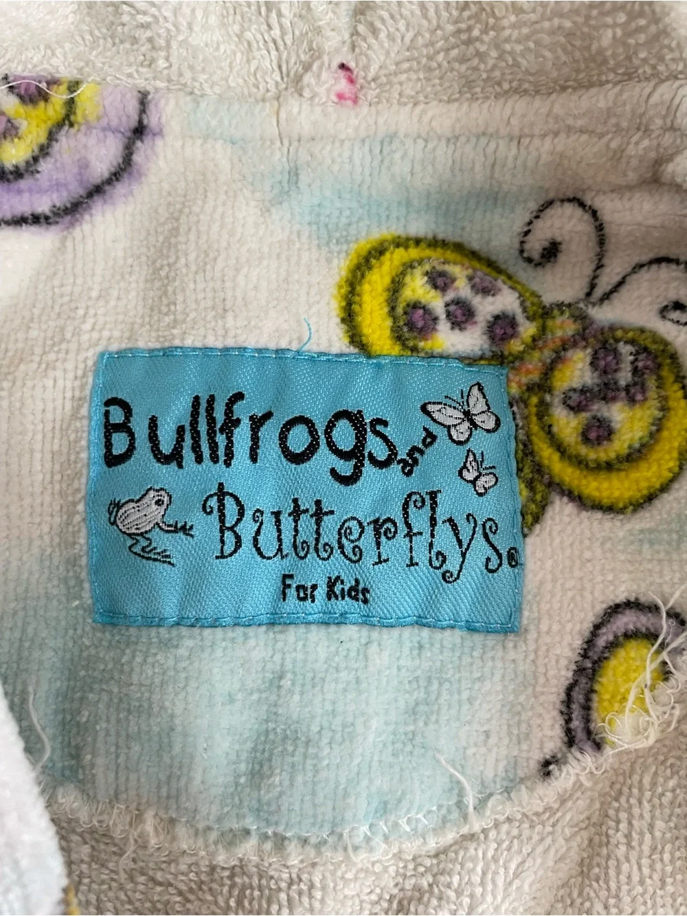 Girls Butterflies Robe Cover Up Bathrobe Kids Girls Size Medium 100% Cotton